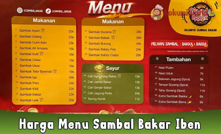 Harga Menu Sambal Bakar Iben Terlengkap