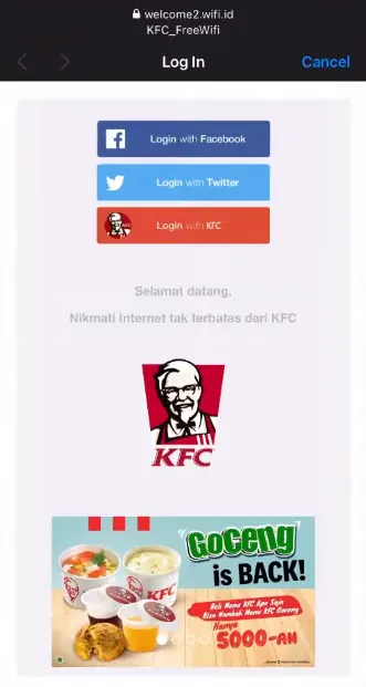 Login with KFC